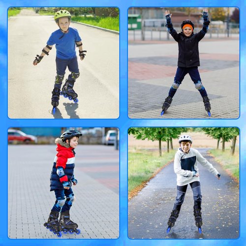 Adjustable Boys Inline Skates for Kids Adults with Full Illuminating Wheels, Outdoor Blades Roller Skates for Girls and Boys, Men and Women