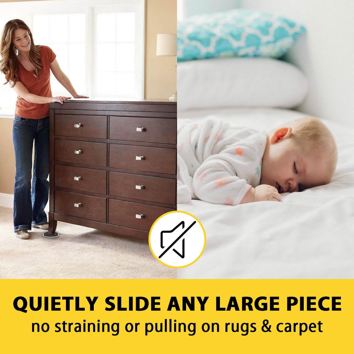 8 Pieces Furniture Sliders, 9 1/2" Sliders for Carpet Hardwood Floors Large Heavy Furniture, Reusable Heavy-Duty Gliders Movers Plastic Moving Pads Protectors (8 PCS 9 1/2" Beige)