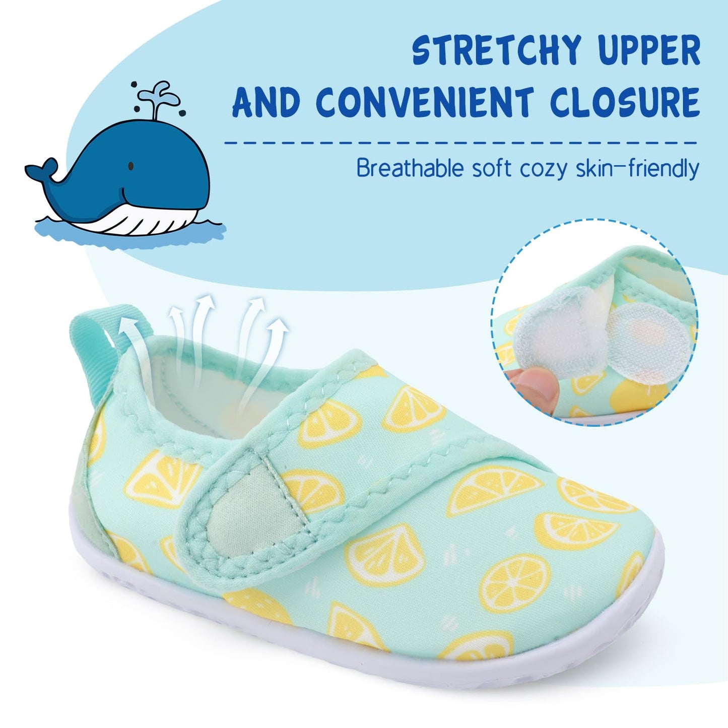 LeIsfIt Kids Water Shoes Toddler Girls Boys Swim Shoes Outdoor Quick-Dry Breathable Aqua Socks for Beach Pool Surf, Green Lemon, 12 Little Kid