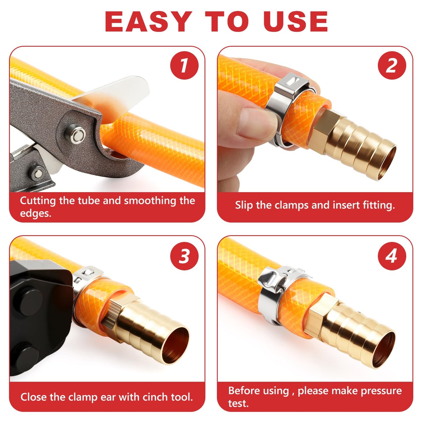 Newdeli 24pcs 1 inch Pex Crimp Rings Stainless Steel PEX Clamps Single Ear Hose Clamps Pex Fittings Cinch Pinch Clamp for Pipe Tubing Plumbing