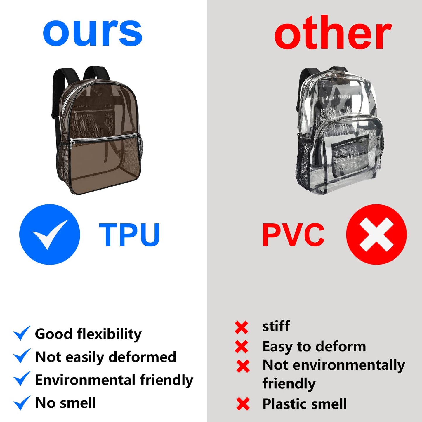 Neurora Clear Backpack Heavy Duty TPU, 17.2 Inch Transparent Bookbag for School College Work Travel, Large See Through Backpack with Laptop Compartment, Reinforced Padded Straps, Black