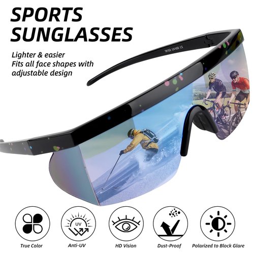 6 Pairs Polarized Sports Sunglasses for Men Women,UV400 Protection Outdoor Running, Cycling,Driving Glasses with Nose Pad for Golf,Motorcycle,Baseball