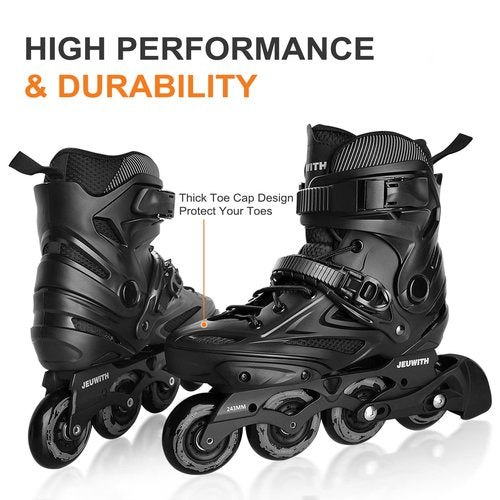 Inline Skates for Women Men, Outdoor Street Blades Roller Adult Male Female, Professional Fitness Roller Skates Blades for Unisex (Black) Men10-11/Women11-12/29.5cm