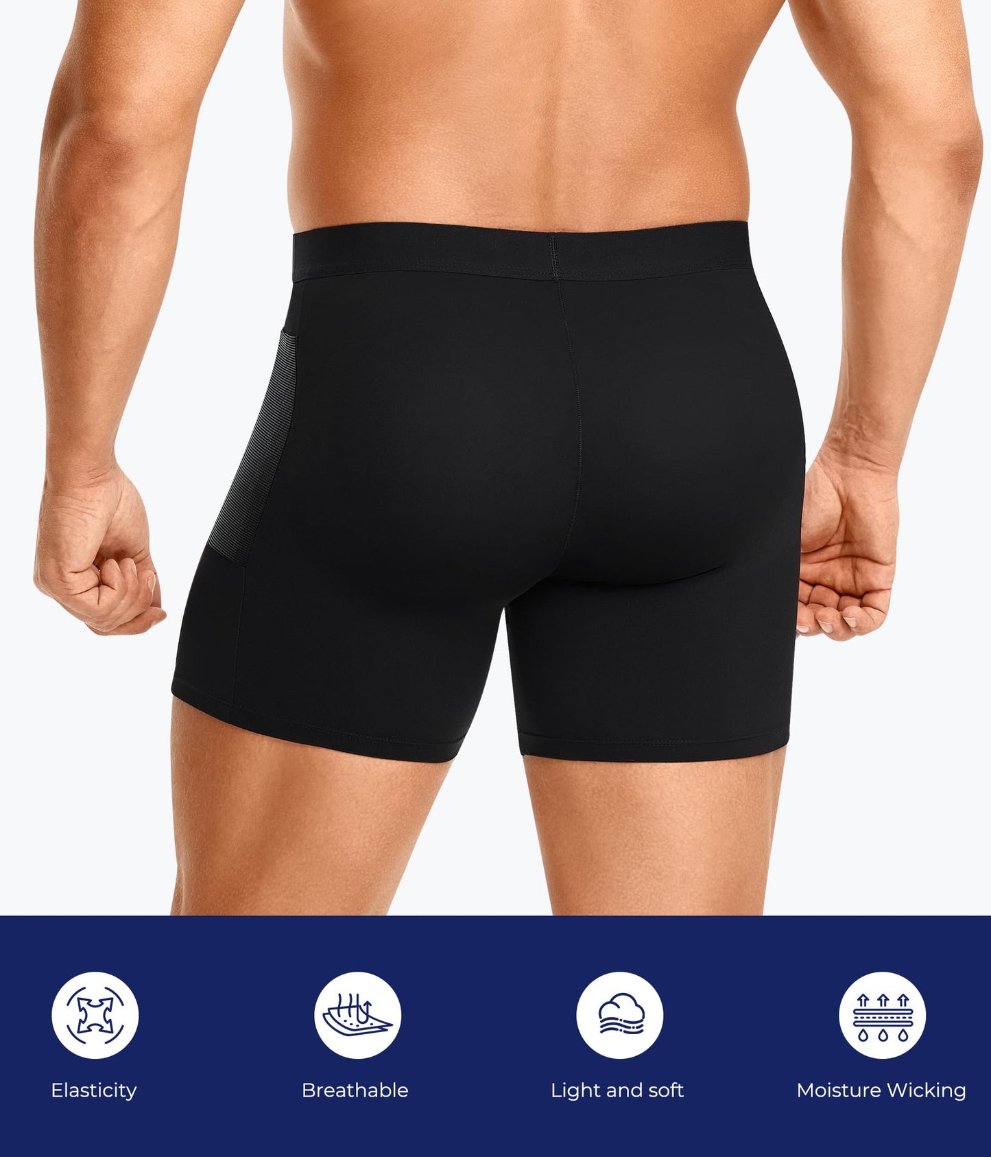 TAILONG Men's Compression Shorts with Side Pocket, Breathable Mesh Running Compression Underwear Workout Shorts for Athletic Black