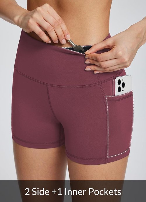 Baleaf Women's High Waist Biker Shorts - Comfortable Spandex Workout Shorts with Pockets | 8"/5"/3" Sizes