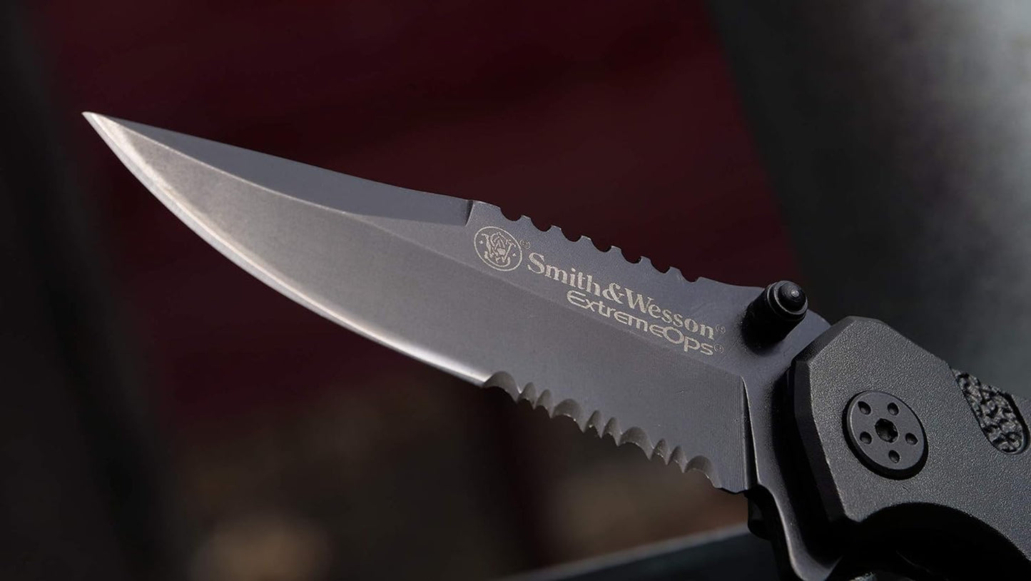 Smith & Wesson Folding Knife - Extreme Ops SWA24S 7.1in Stainless Steel with 3.1in Serrated Blade