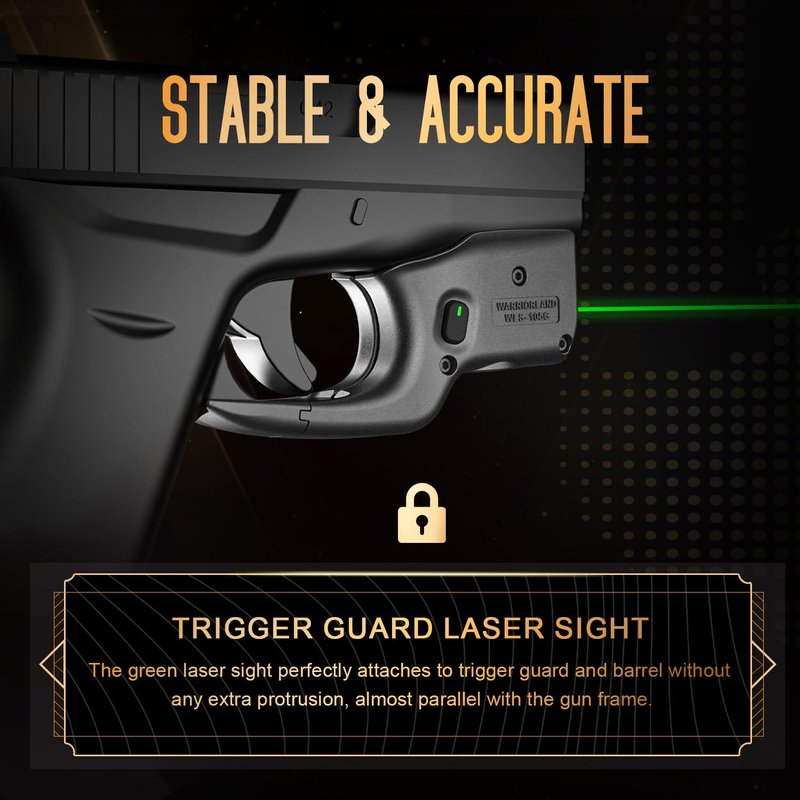 WARRIORLAND Green Laser Sight Fit Glock 48 MOS with Kydex Holster, Green Beam Sight with Power Indicator, Glock 48 MOS with IWB Holster Right Hand