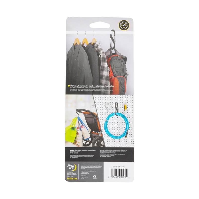 Nite Ize S-Biner Plastic Dual Carabiner - Daily Use Double-Sided S-Biner - Dual Clip Carabiner Accessory for Holding & Organizing - Accessory for Camping & More - Black, Size 8 (3 Pack)