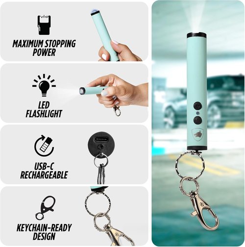 Guard Dog Security Enlight Mini Stun Gun - Keychain-Friendly Self Defense Tool with LED Flashlight & USB-C Rechargeable Design
