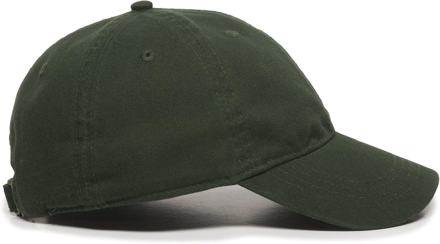 Outdoor Cap | Washed Cotton Baseball Cap - Unisex Dad Hat in Dark Green, One Size Fits All