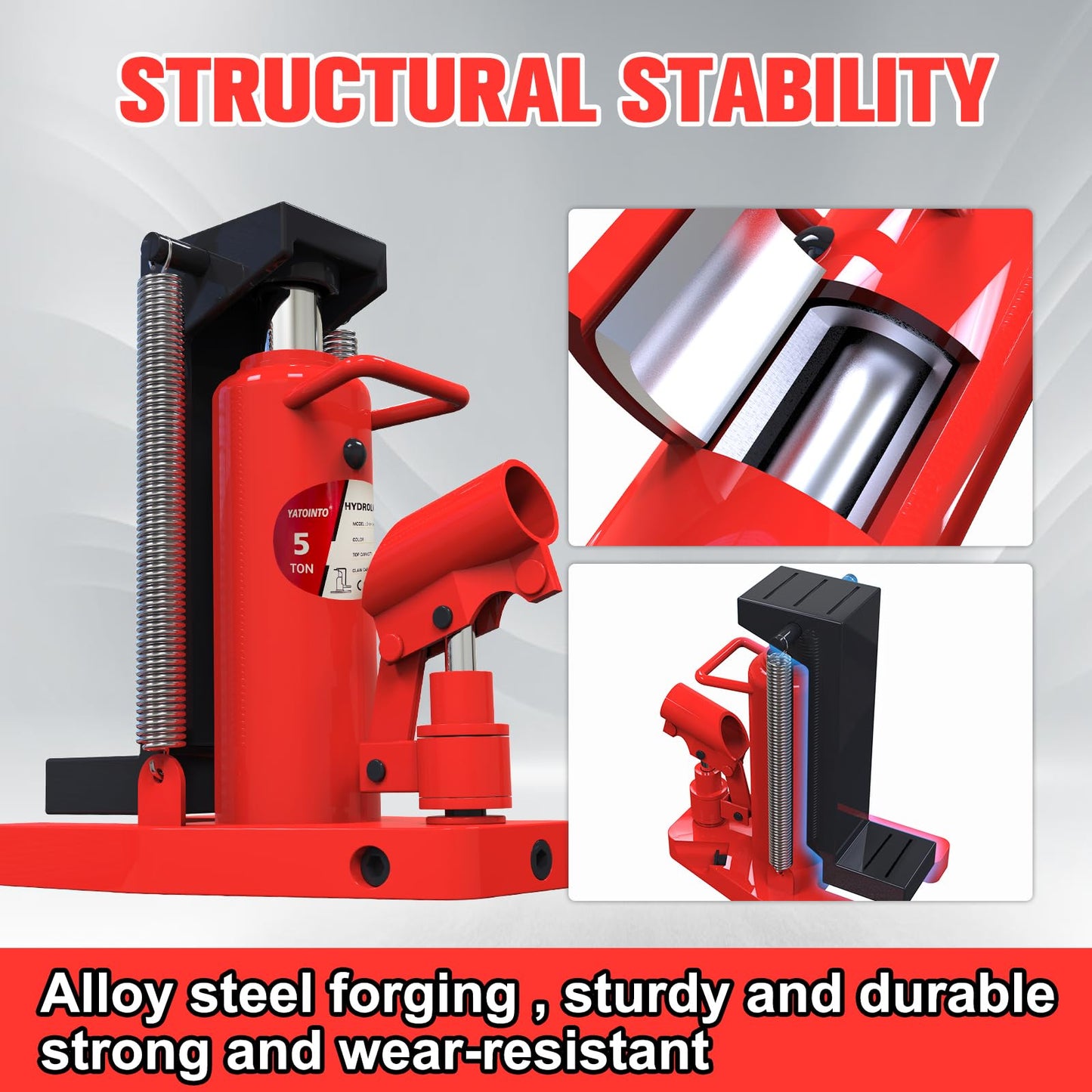 YATOINTO 2.5 Ton/5 Ton Toe Jack | 2-in-1 Hydraulic Bottle Jack with Pump Handle Dual Purpose Lifting Capabilities for Top and Toe, for Car Farm Home