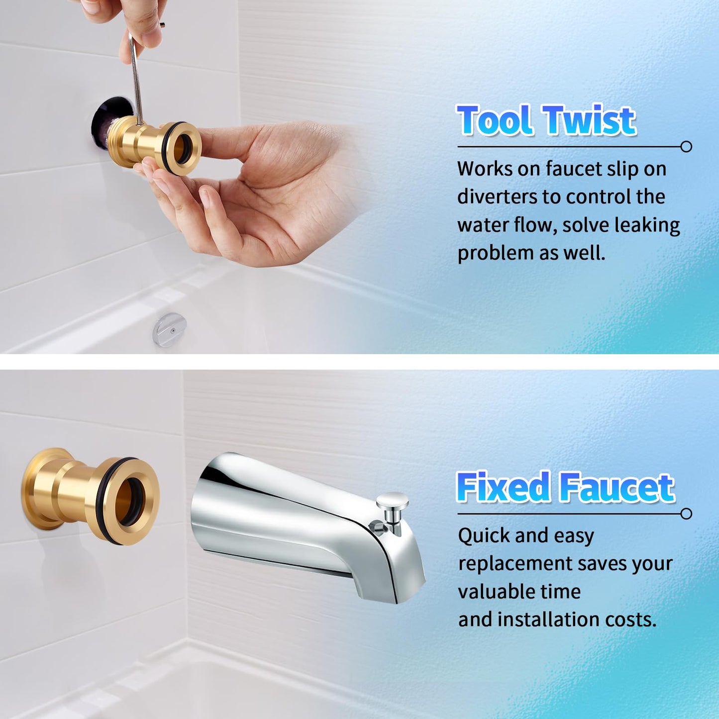 Brass Tub Spout Adapter, RP33794 Tub Spout Repair Kit for Slip-on Diverter, Replacement Kit for Delta Faucet