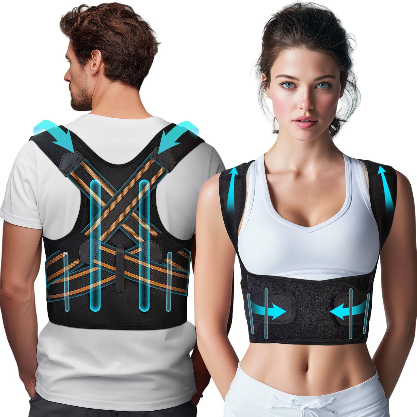 FALCOFIT Posture Corrector for Men and Women, Instant Back Straightener, Adjustable Upper Back Brace, Invisible Shoulder Brace Hunchback Corrector for Slouching, Scoliosis, Neck Pain Relief (Medium)