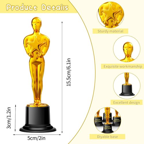 Hollywood Mini Plastic Trophy Award - Perfect for Parties, Contests & Employee Appreciation | Small Size