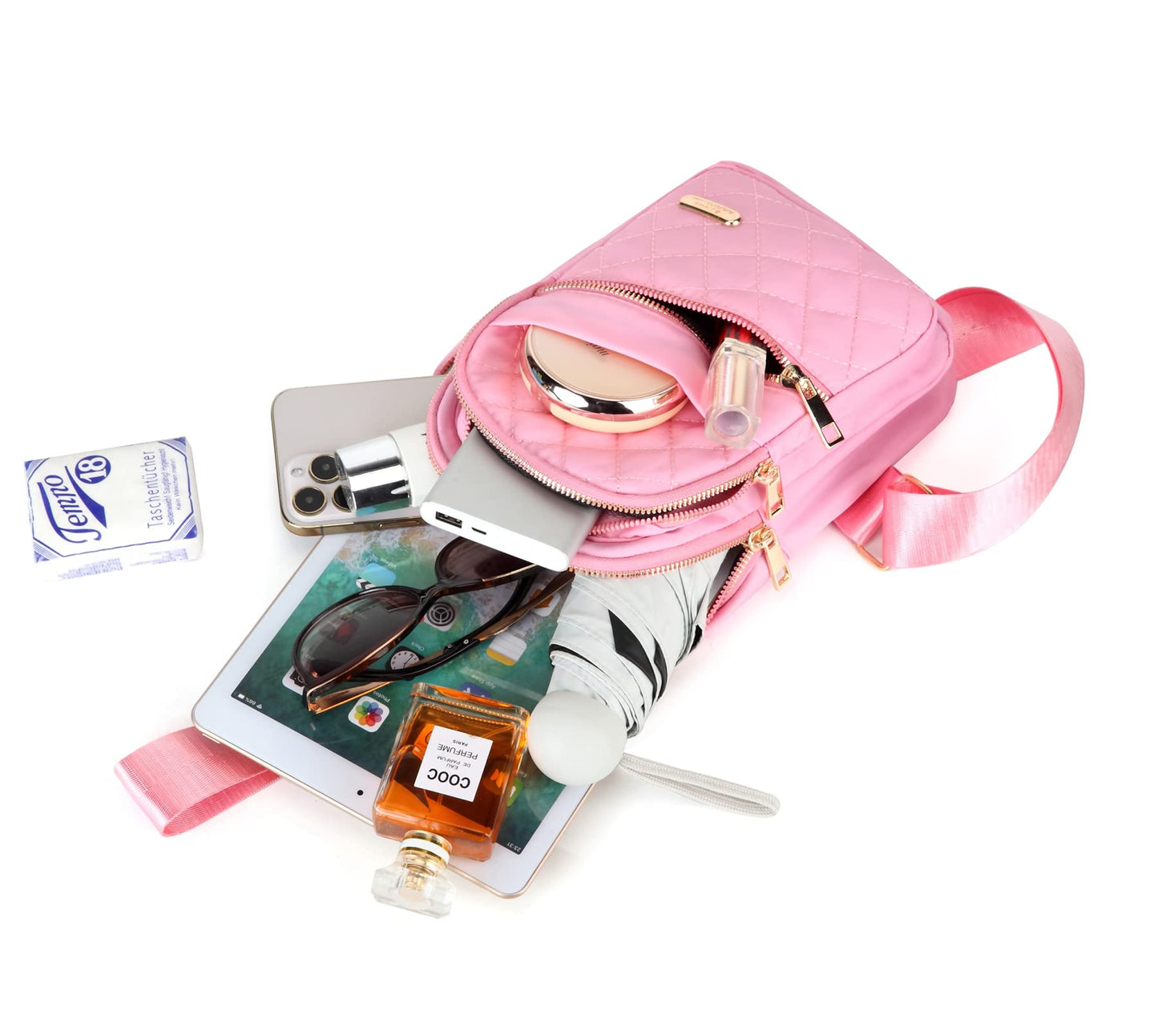 AOSTIHOT Small Crossbody Bags Sling Bag for Women, Sling Backpack Chest Daypack Cross Body for Travel Casual Running Hiking Pink