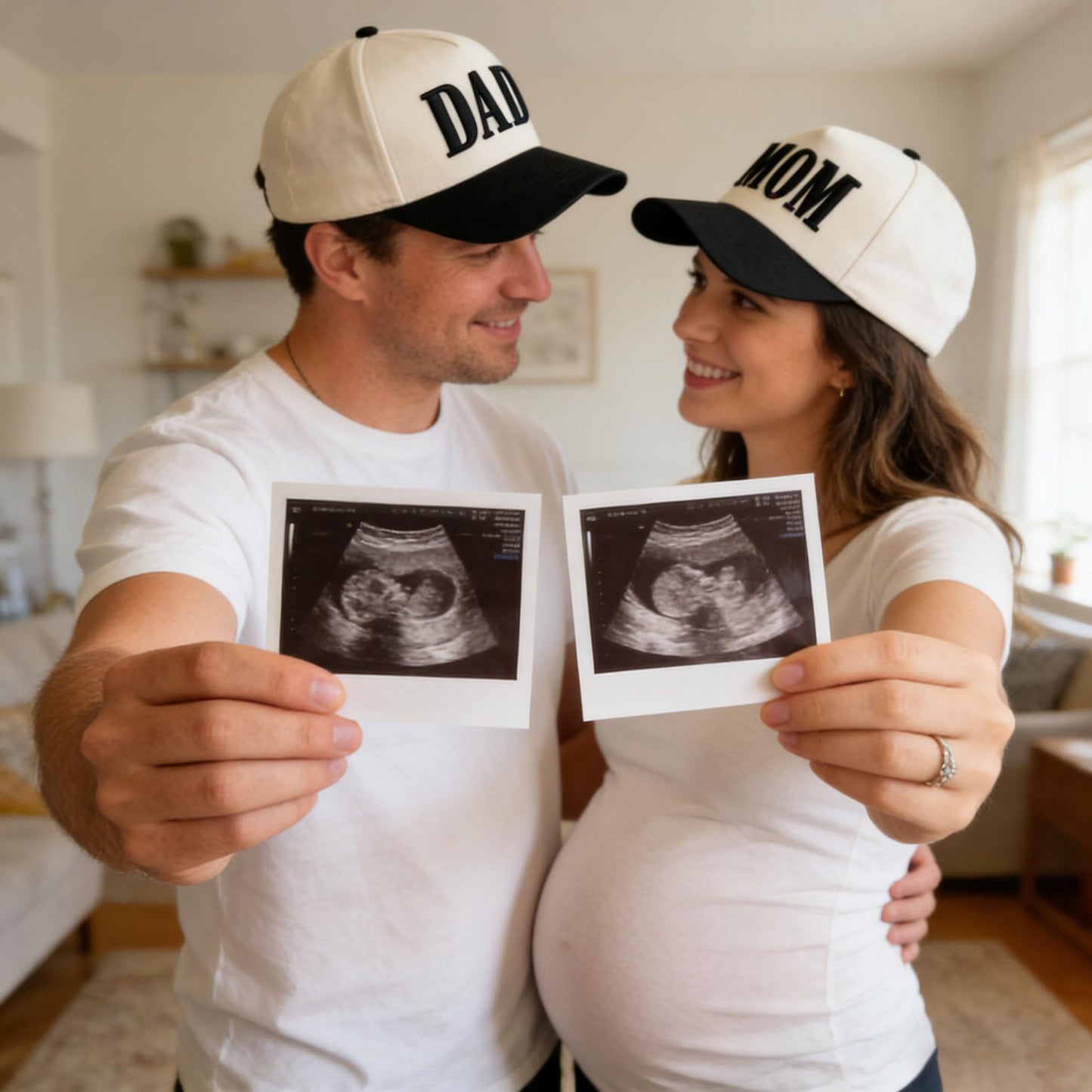 YQZUWUXE Mom and Dad Hats, New Parents Gifts for Couples, Baby Pregnancy Announcement Trucker Hat for Men Women Trendy Baseball Cap Black