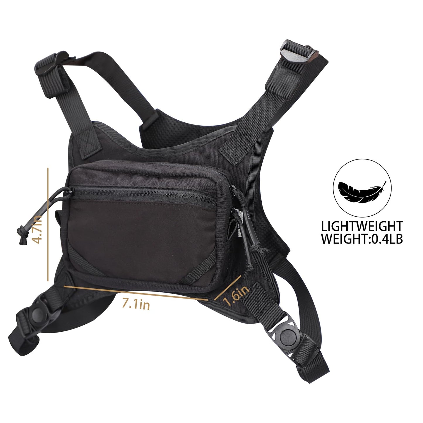 MGFLASHFORCE Chest Bag for Men and Women, Chest Rig Pack Front EDC Pouch Running Vest Phone Holder for Workout, Hiking and Outdoor Sports