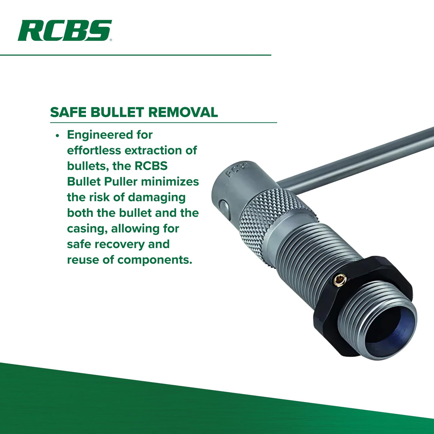 RCBS Bullet Puller – Collet Style – Single Stage Press Compatible – Green