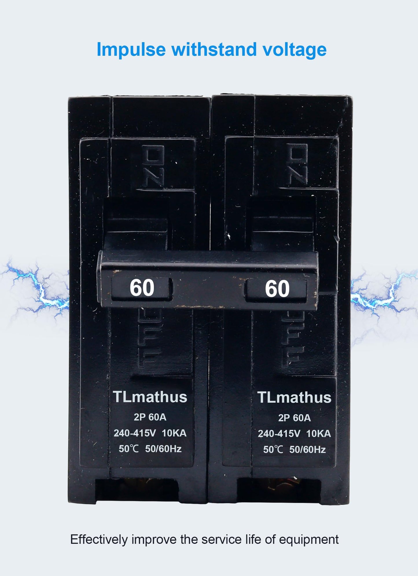 TLmathus 60 Amp 2 Pole Type QP Circuit Breaker Plug-in Mount Standard MCB Thermal Magnetic Protection, 10KA 120/240V, Compatible with Siemens PL and ES Series Load Centers(2P 60A)