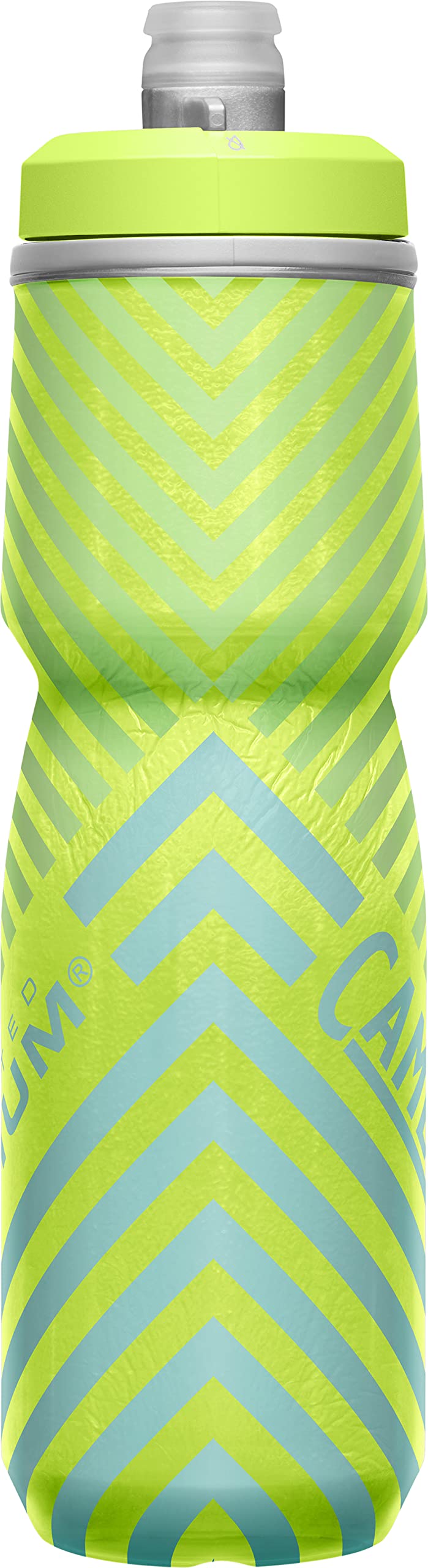 CamelBak Podium Chill Insulated Bike Squeeze Water Bottle, Cold Retention for Cycling, 24oz, Lime/Blue Stripe