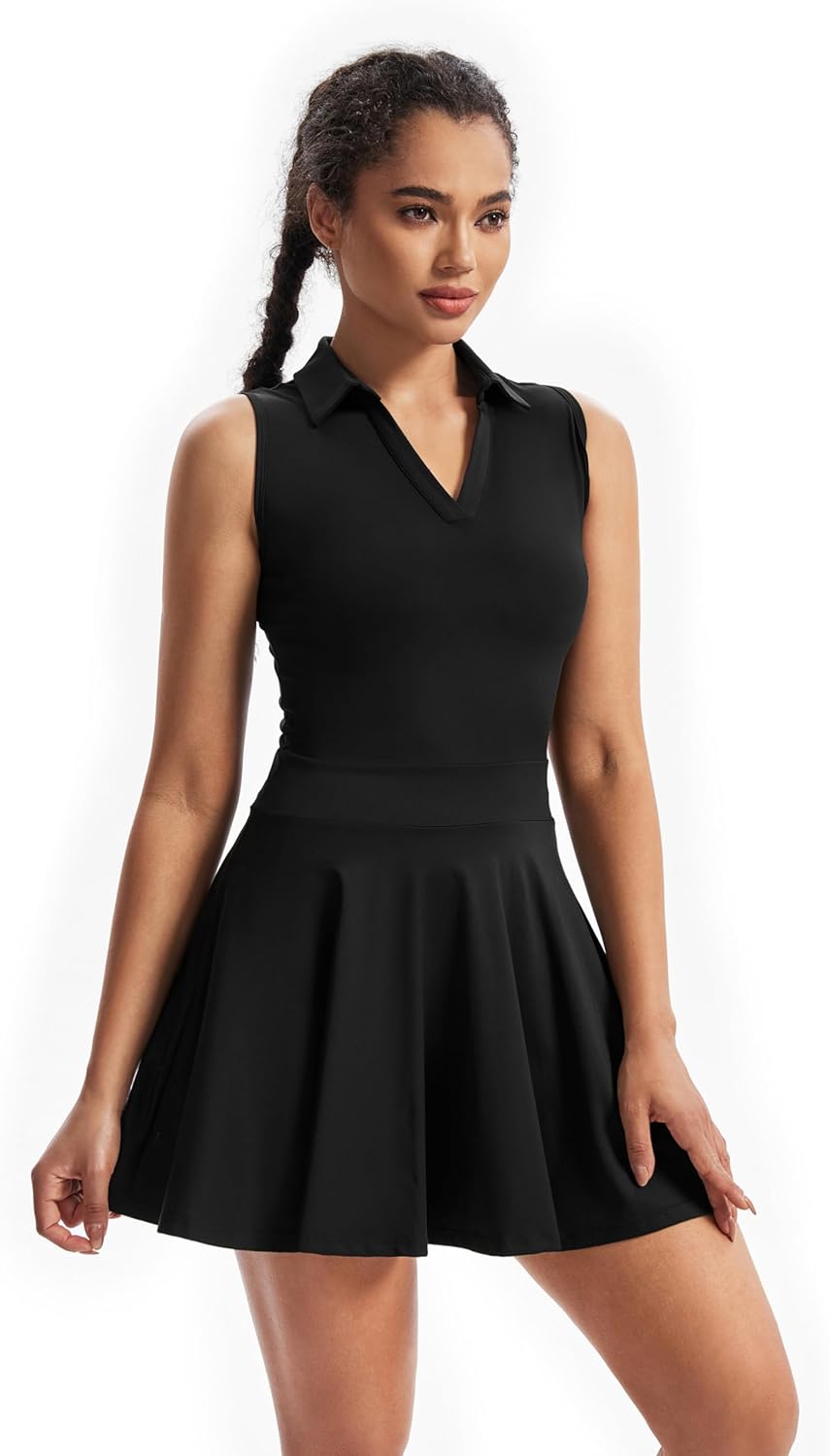 Skiennix Cute Golf Tennis Dress - Women's Athletic Outfit with Shorts & Pockets | Summer 2-Piece Set