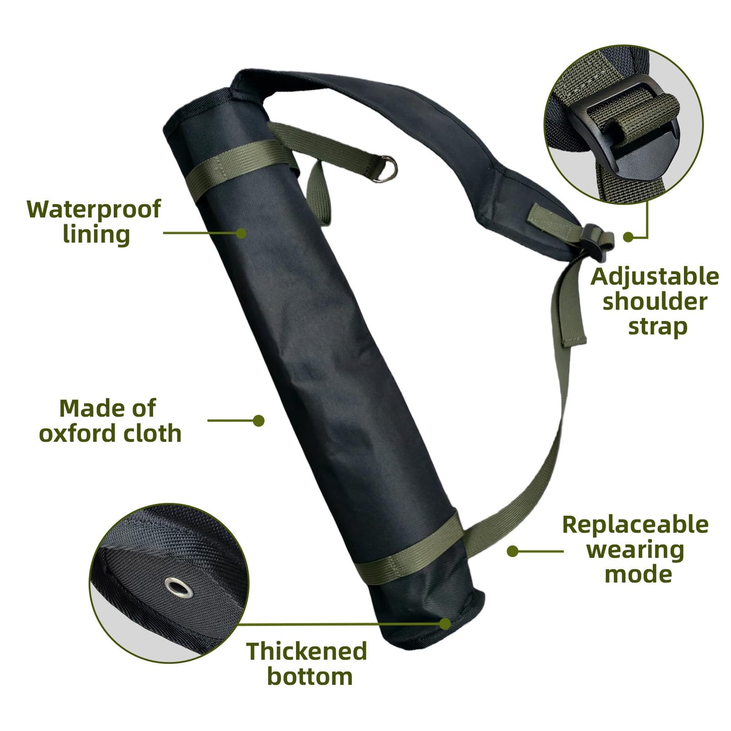 Quiver Arrow Holder, Oxford Cloth Archery Quivers, Adjustable shoulder strap Portable Arrow Quiver for Outdoor Hiking, Hunting, Training, Targeting, Cosplay, Only the Quiver Is Included (Black)