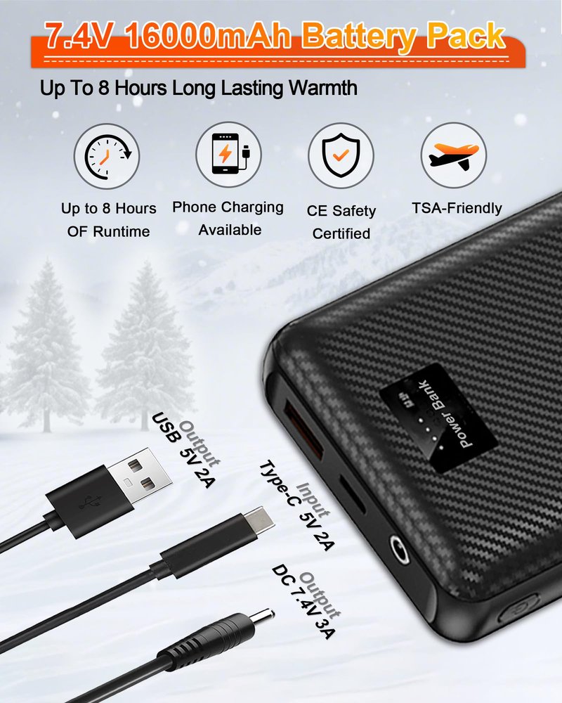 YXMKJOS Electric Heated Vest for Men: Lightweight Heated Jacket with 16000mAh Battery - Winter USB Heating Vest for Hunting