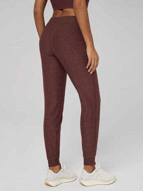 ODODOS Women's Performance Joggers - Ultra Soft odSTRATUM Tech Sweatpants - 25" Mid Rise Cropped Pants with Pockets, Java Heather, X-Small