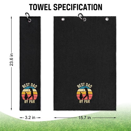 ERHACHAIJIA Best Dad by Par Embroidered Golf Towel with Clip. Funny Retro Golf Accessories Golf Gifts for Men Golf Lover Dad Papa Grandpa, Birthday Retirement Father's Day for Golf Fan