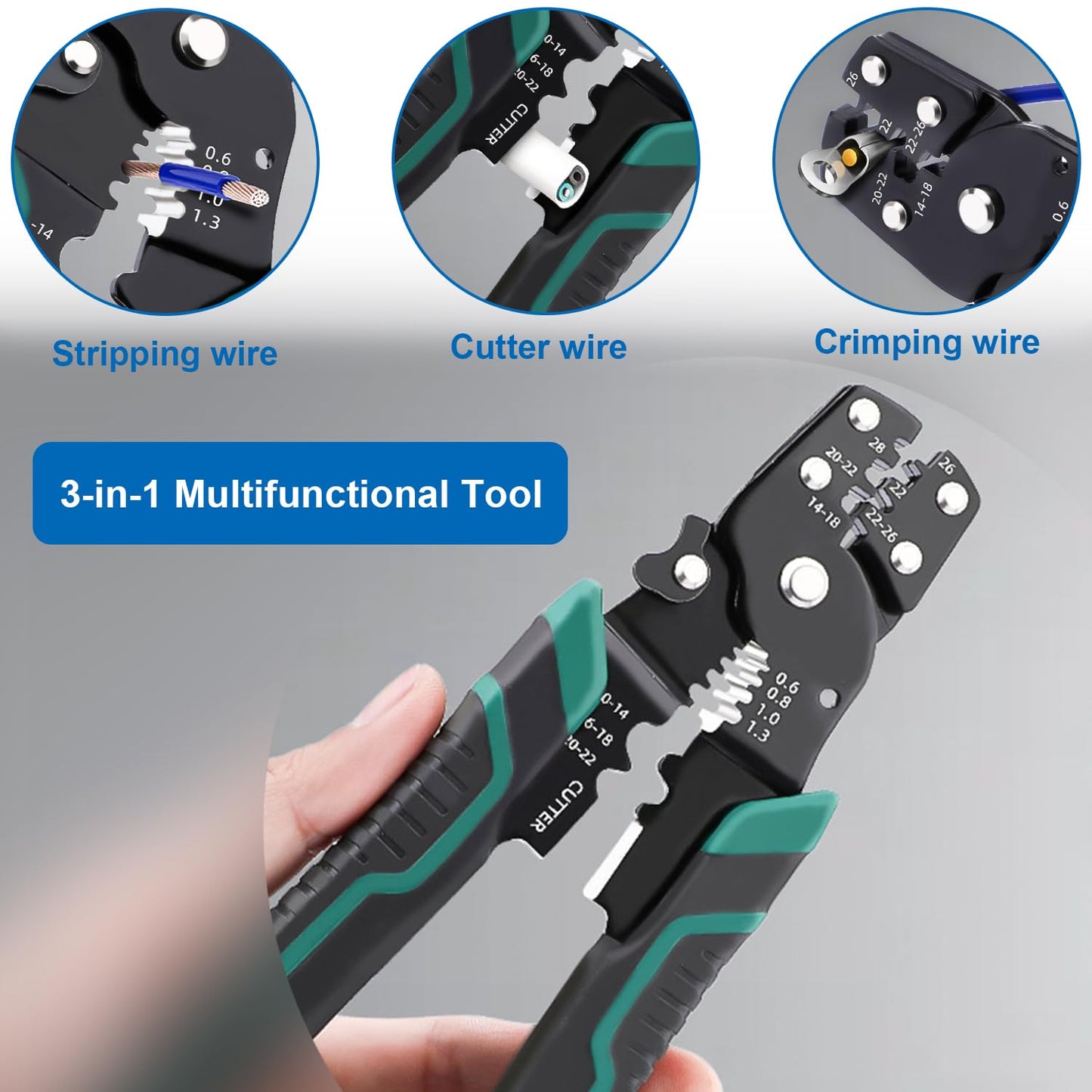 smseace 210PCS Wire Butt connectors with Wire stripper crimping tool22-10AWG Butt Splice Connectors Insulated Electrical Butt connectors Straight Wire Terminal Connectors
