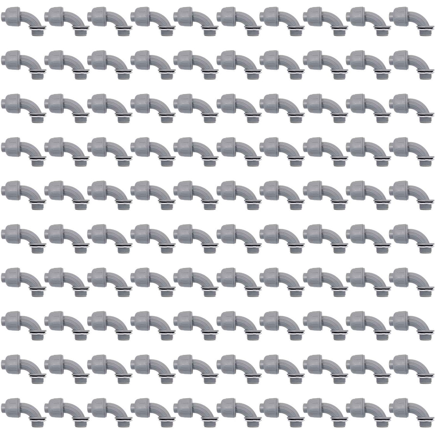 1/2 inch Liquid Tight Connector 90 Degree PVC nonmetallic Flexible Conduit Connector, UL Listed Liquid Tight Electrical Conduit Fittings (100 Pcs)