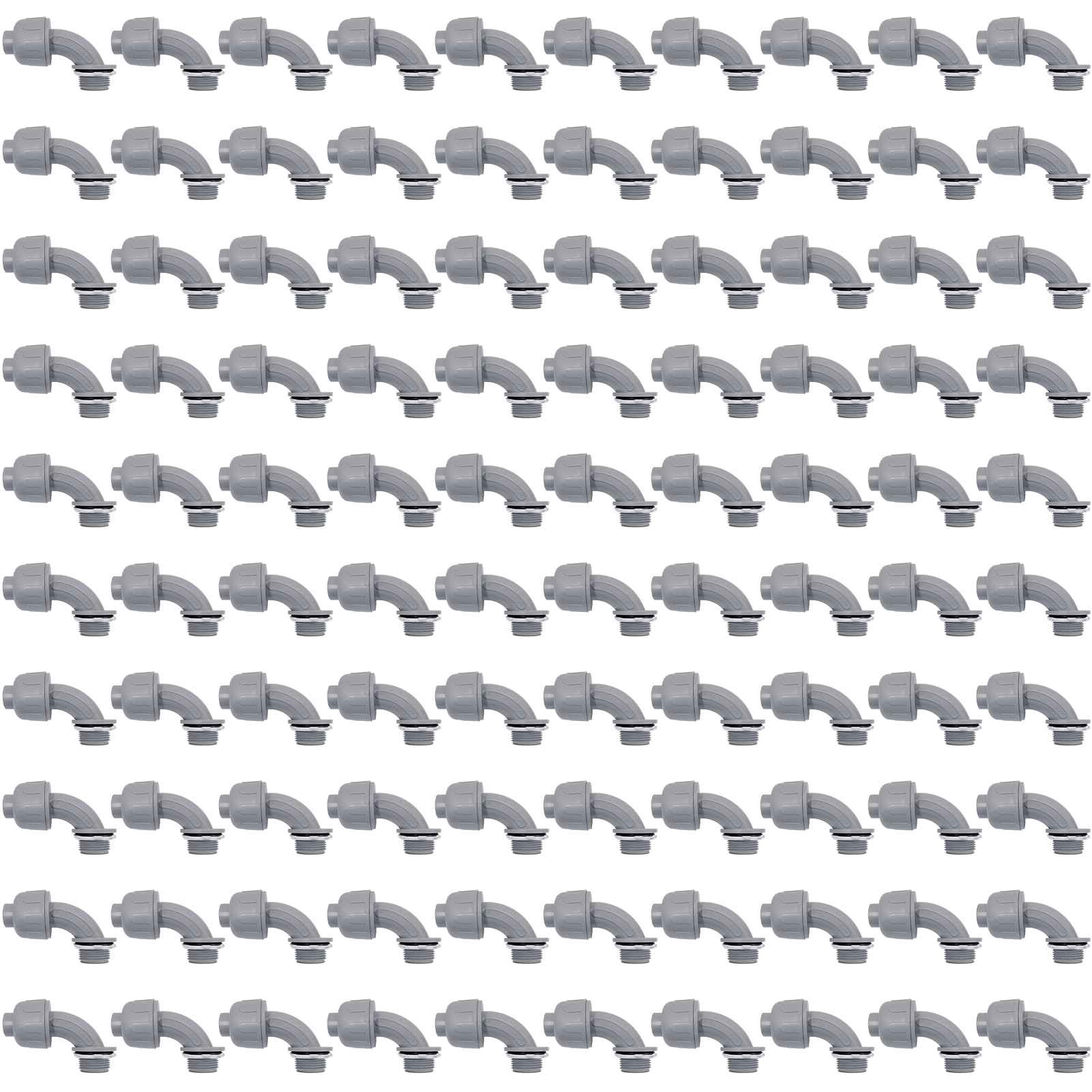 1/2 inch Liquid Tight Connector 90 Degree PVC nonmetallic Flexible Conduit Connector, UL Listed Liquid Tight Electrical Conduit Fittings (100 Pcs)