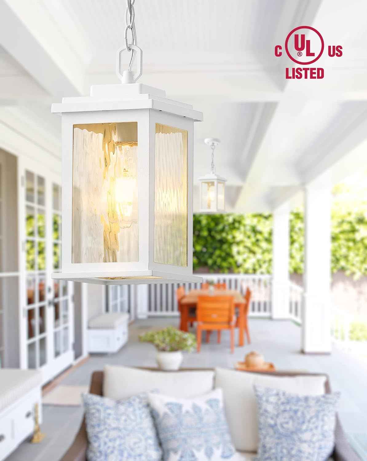 Outdoor Pendant Light - Oil Rubbed Bronze Chandelier for Porch & Patio, Adjustable Chain