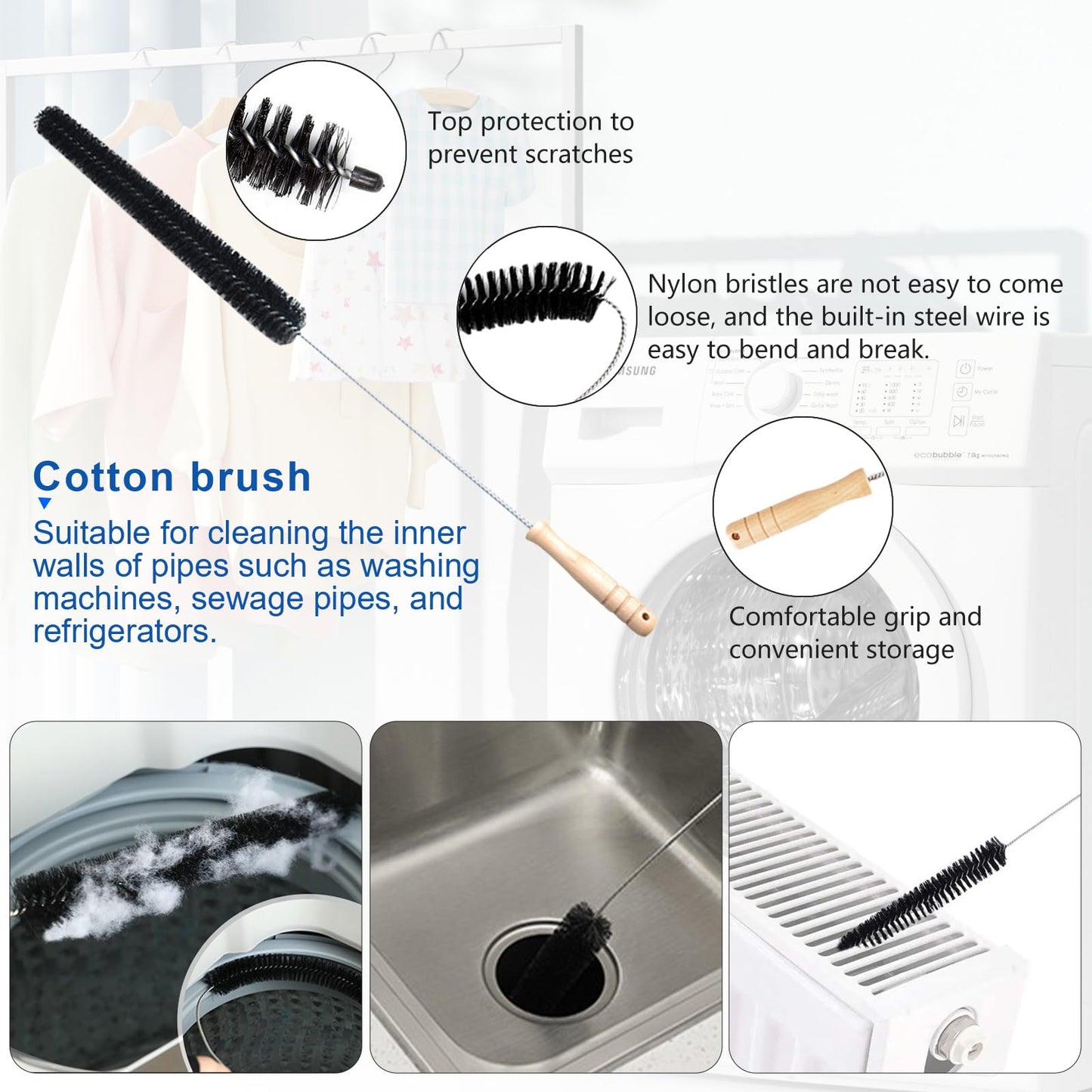 Dryer Vent Cleaner Kit Compatible With Dyson V15 V12 V11 V10 V8 V7 Gen5 V6 DC58 DC59 Vacuum Cleaner with Dryer Lint Brush and Hard Bristle Crevice Cleaning Brush