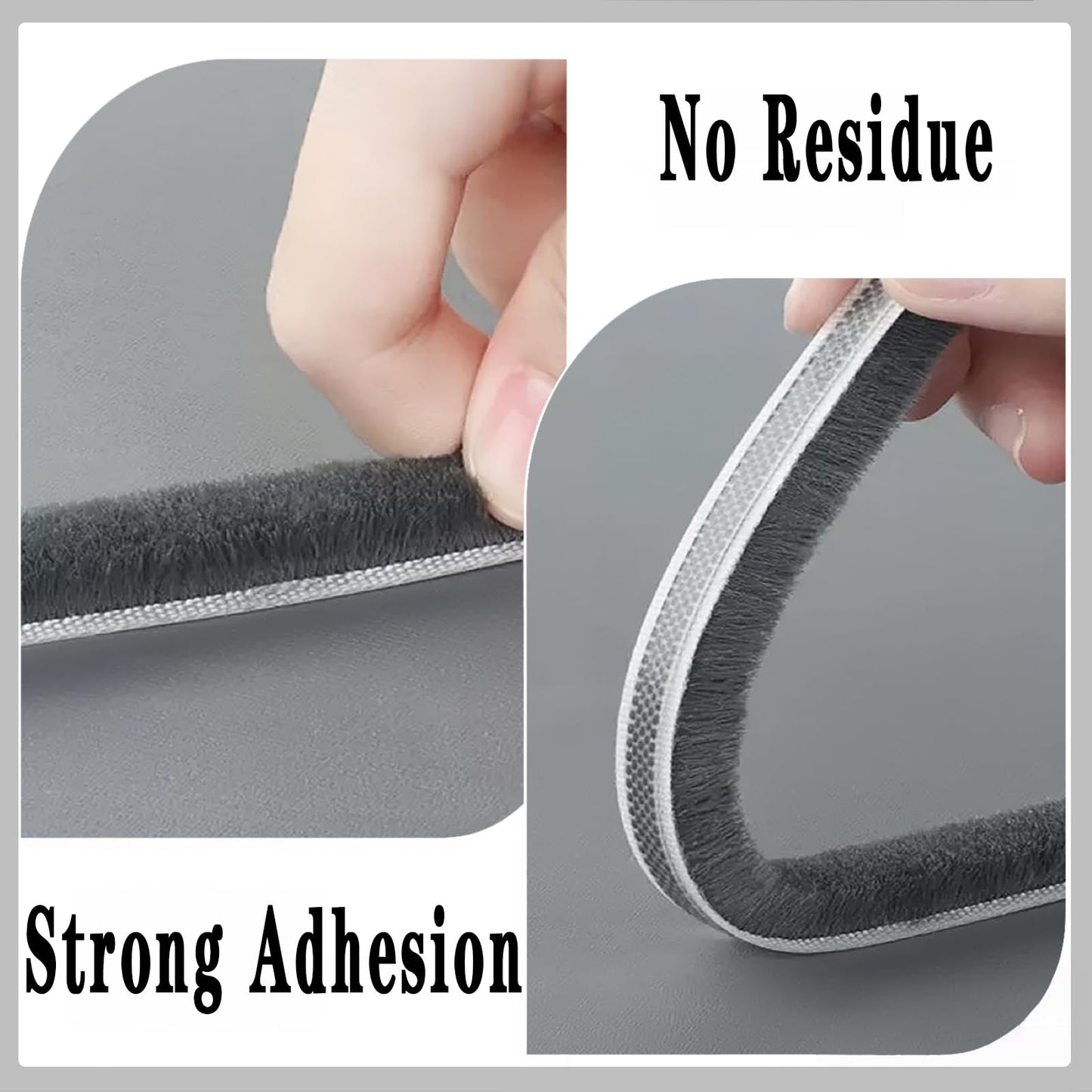 WEZKYLCG Brush Weather Stripping, Door Seal Strip for Door Frame, Self Adhesive Window Insulation Draft Stopper for Winter, Soundproofing Weatherstripping (Grey, 33FT, 0.35'' Wide X 0.2'' Thick)