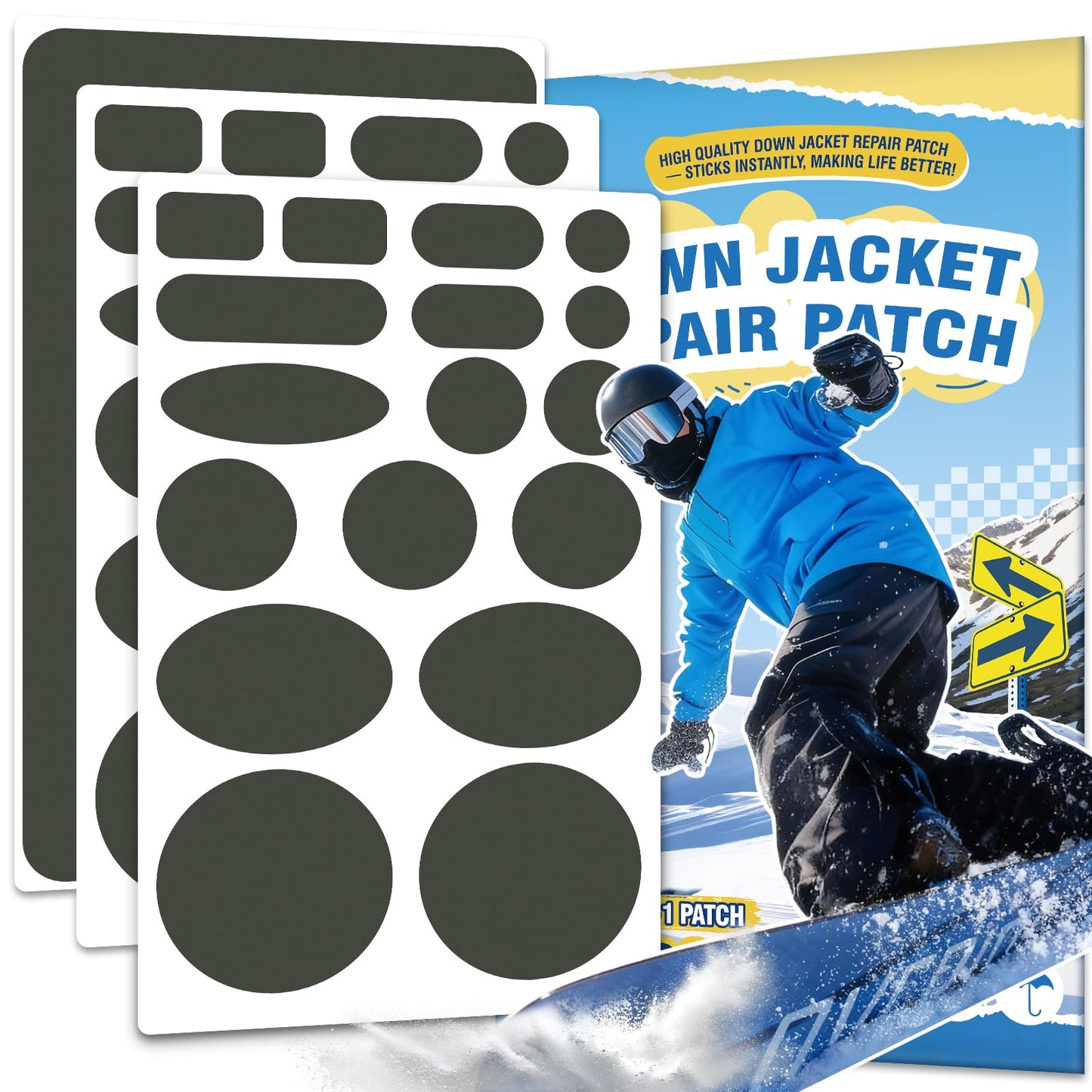 35Pcs Down Jacket Repair Patch Kit Pre-Cut Nylon Patches for Clothes Self-Adhesive Fabric Tape Waterproof Lightweight Outdoor Gear Tenacious Repair Tape for Puffer Jacket Coat Tent Backpack,Army Green