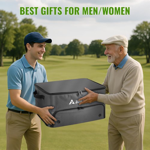Golf Trunk Organizer, 3 Layers Large Space Car Trunk Locker, with Separate Compartment, Waterproof Golf Accessories Bag for 2 Pairs of Golf Shoes, Balls, Clothes, Golf Gift for Men Women(Grey)