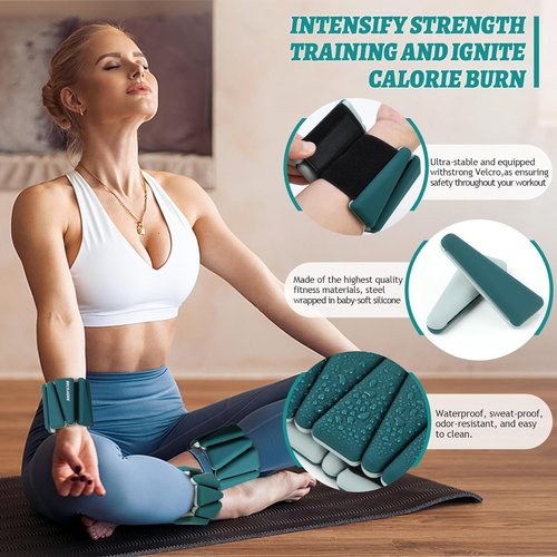 BECOJADDE Ankle Weights - Adjustable 1 lb/2 lb/3 lb Set for Pilates, Running, Yoga | Perfect for Arm & Leg Workouts