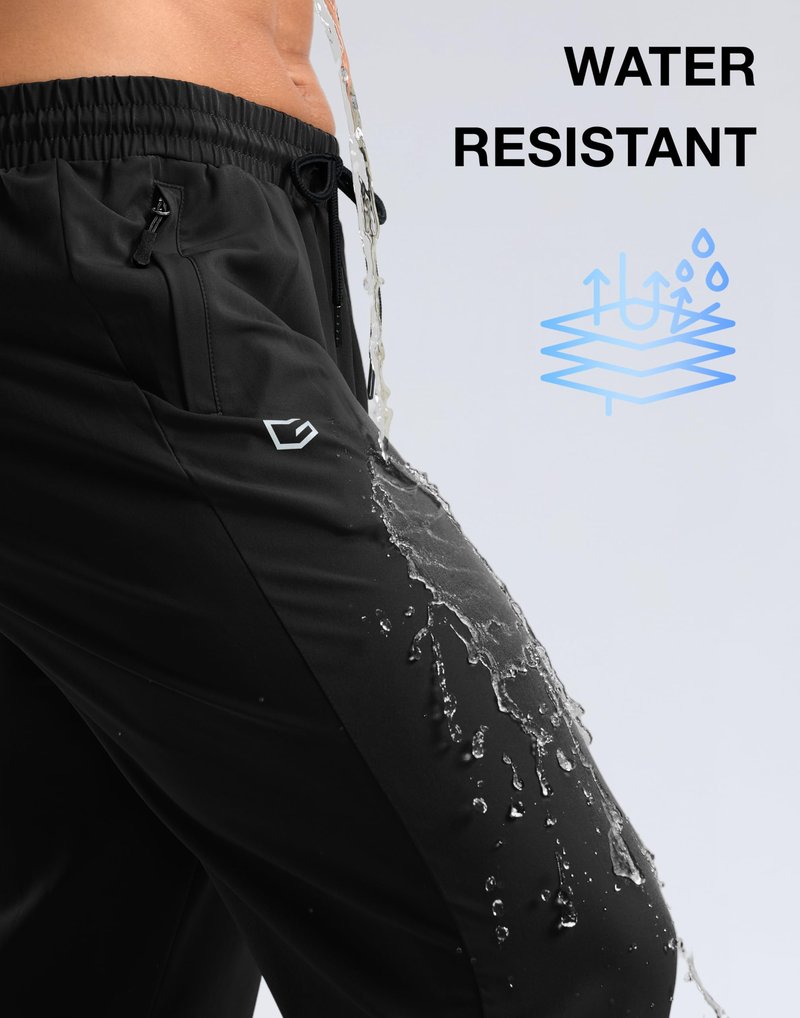 G Gradual Men's Lightweight Pants with 3 Zipper Pockets Athletic Workout Sweatpants Quick Dry Running Hiking Pants for Men Black L