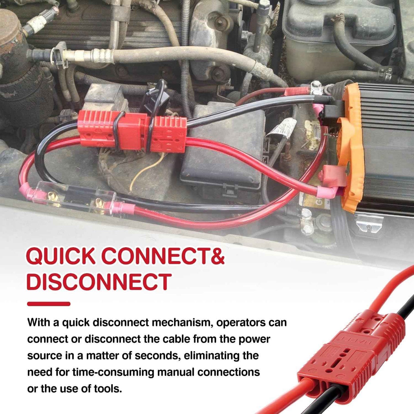 Heavy Duty 7 FT Quick Disconnect Winch Power Cable - 4 AWG Copper Wiring
