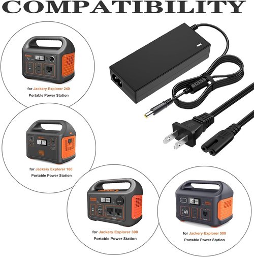 Jackery 24V Charger - Fast Charging AC Adapter for Portable Power Stations | Compatible with Explorer 160, 240, 300, 500, 550, E300, E500, E550