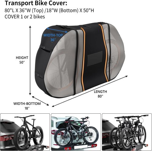 Bike Cover - Waterproof, Tear-Resistant Outdoor Bicycle Protection for 1-2 Bikes | 80''L x 18''W x 50''H