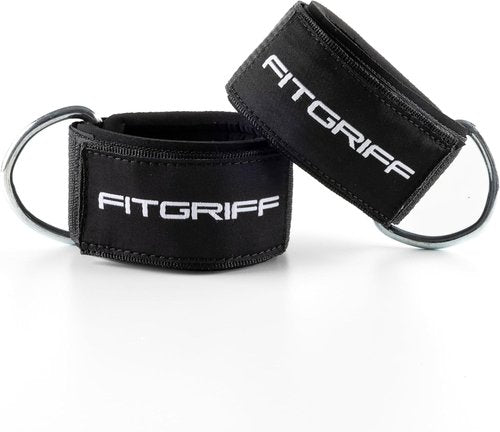 Fitgriff® Ankle Straps V2 for Cable Machine - Leg Pulley Attachment for Effective Kickbacks | 2 Pieces