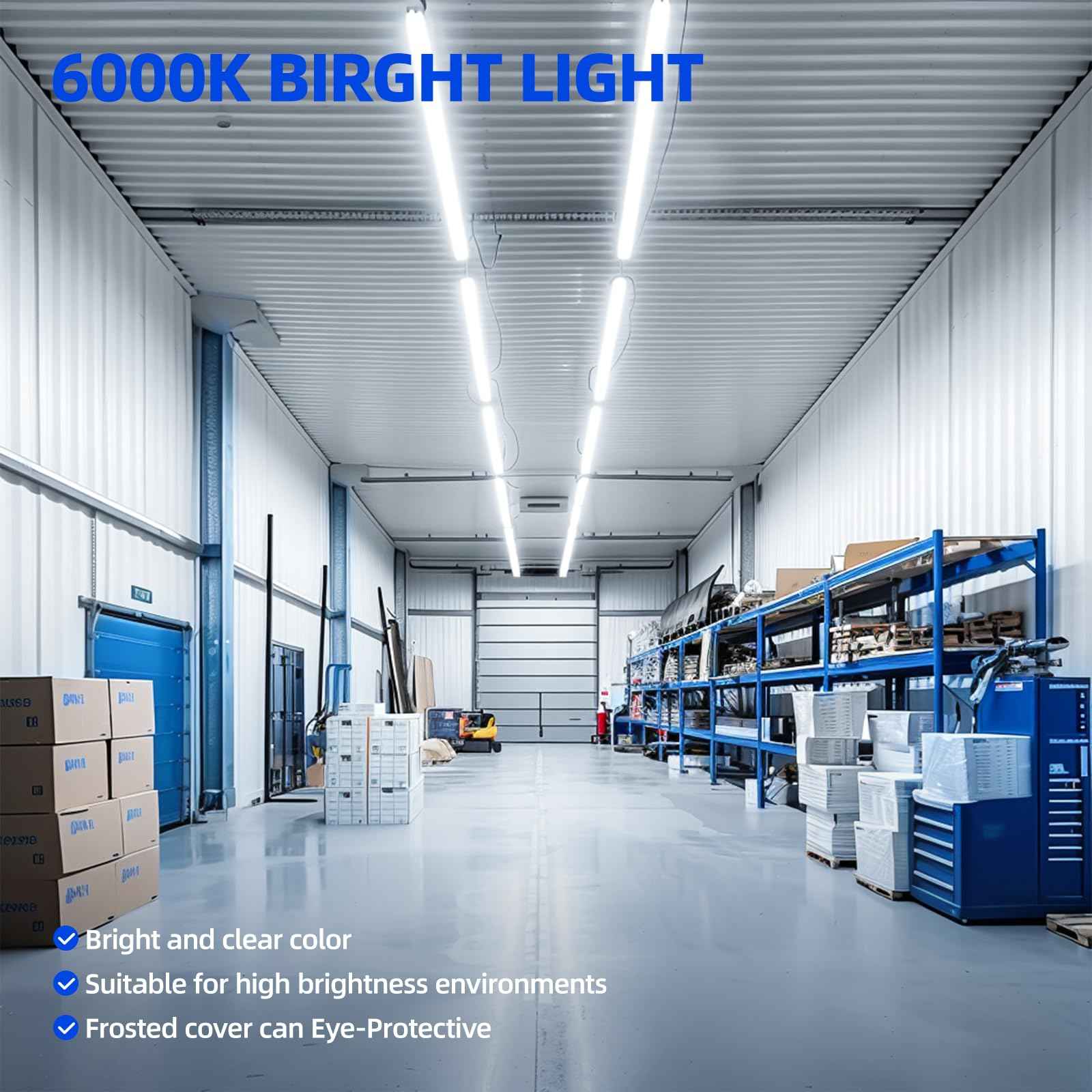 Barrina T8 LED Bulbs 4 Foot, Fluorescent Light Bulbs Replacement, 24W, 3200LM, 6000K Bright Light Ballast Bypass, Dual-End Powered, T8 T10 T12 LED Fluorescent Tube Replacement, Frosted Cover, 8 Packs