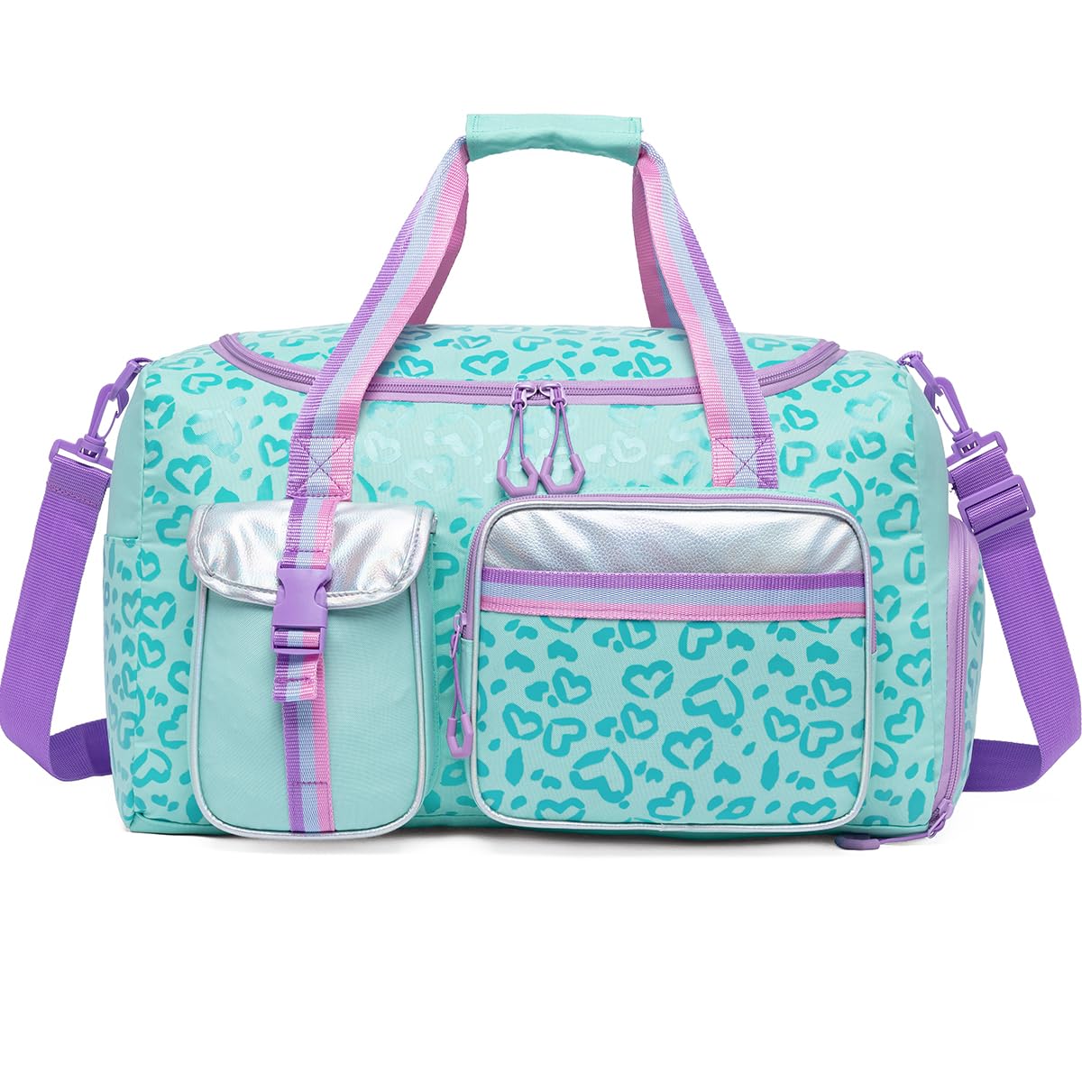 Kids Duffle Bag Girls Women Travel Bag Gifts Overnight Bags for Girls Women Dance Sleepover Bags for Kids with Shoes Compartment