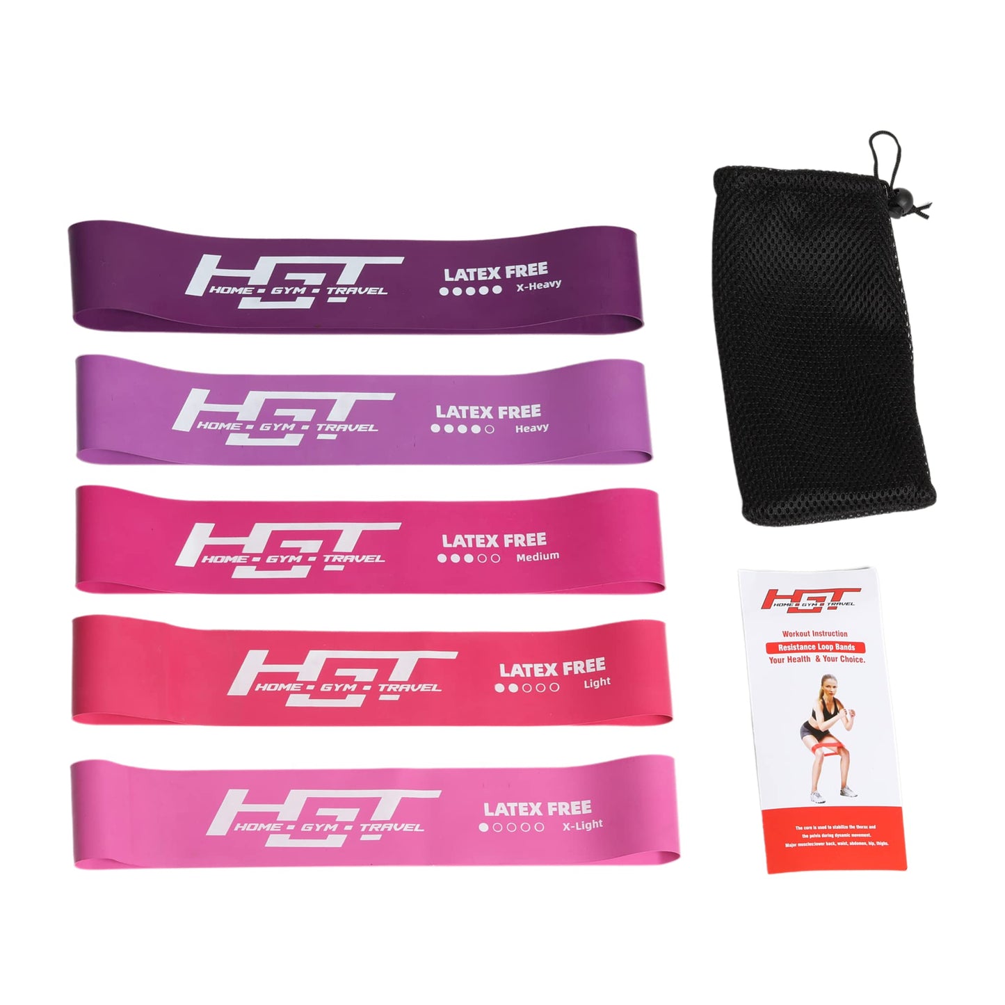 HGT Exercise Bands Resistance Bands Set - Loop Bands for Exercise - Resistance Loops for Home & Gym - Resistance Loop Bands for Stretching Yoga Glutes & Leg Training - Loop Resistance Bands Set