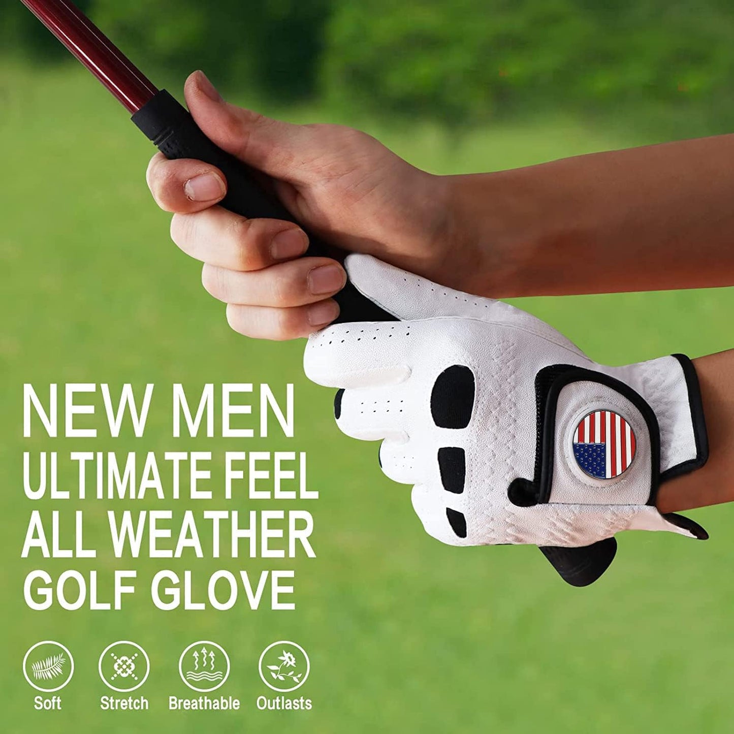 **Amy Sport Golf Gloves - Soft Leather Grip for Left/Right-Handed Golfers | 3-Pack Sizes S-3XL**