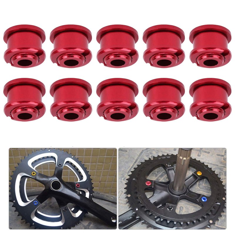 Pwshymi 10PCS Chainring Bolts CNC Crankset Chain Ring Single Speed Chainring Bolts Red Chainring Bolts Bicicletas y piezas de repuesto