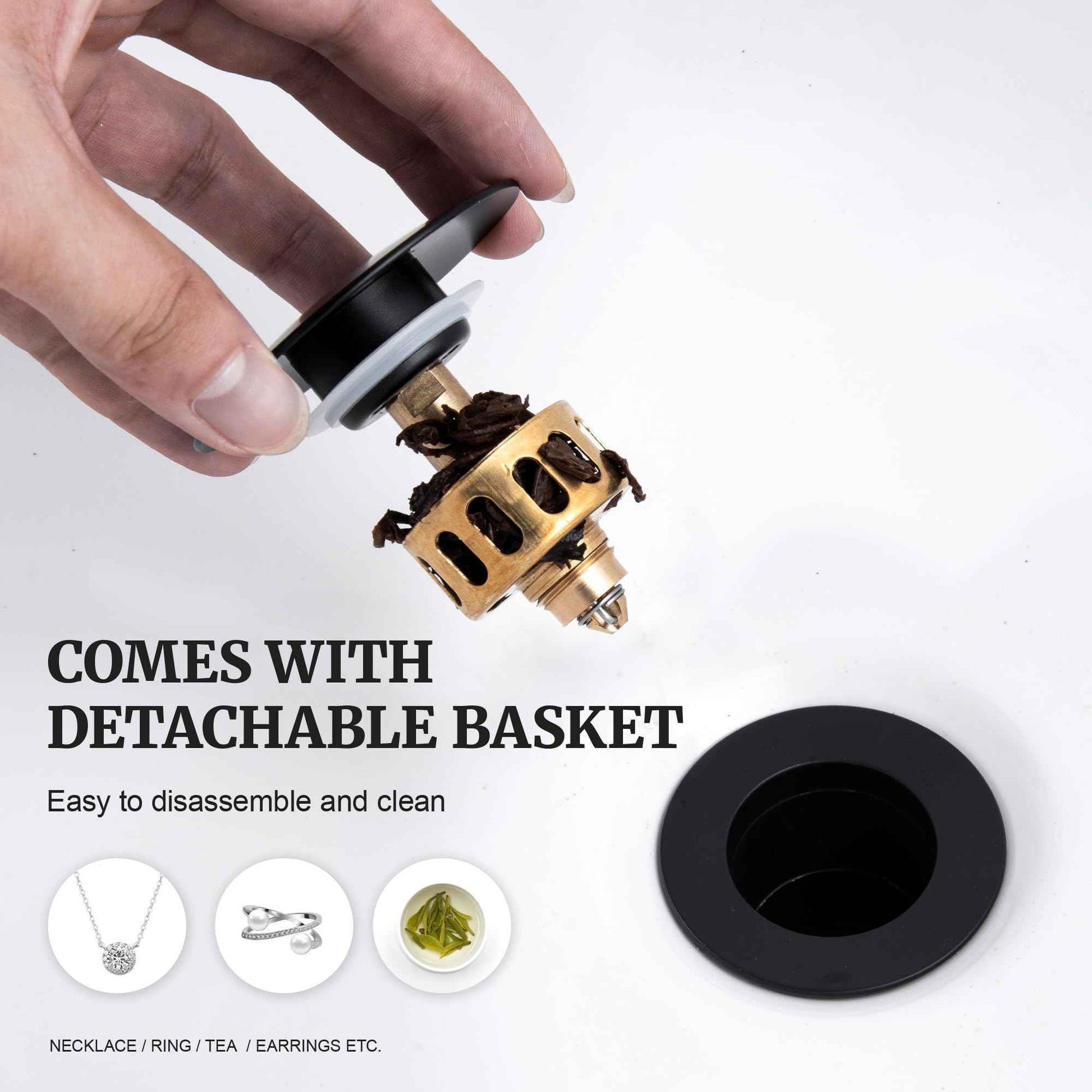 Pop up Sink Drain Stopper Without Overflow Oil Rubbed Bronze for Bathroom Vessel Vanity Sink Art Basin，Big Cap Sink Drain Without Overflow, Metal Pop-up Drain Strainer with Detachable Basket Stopper