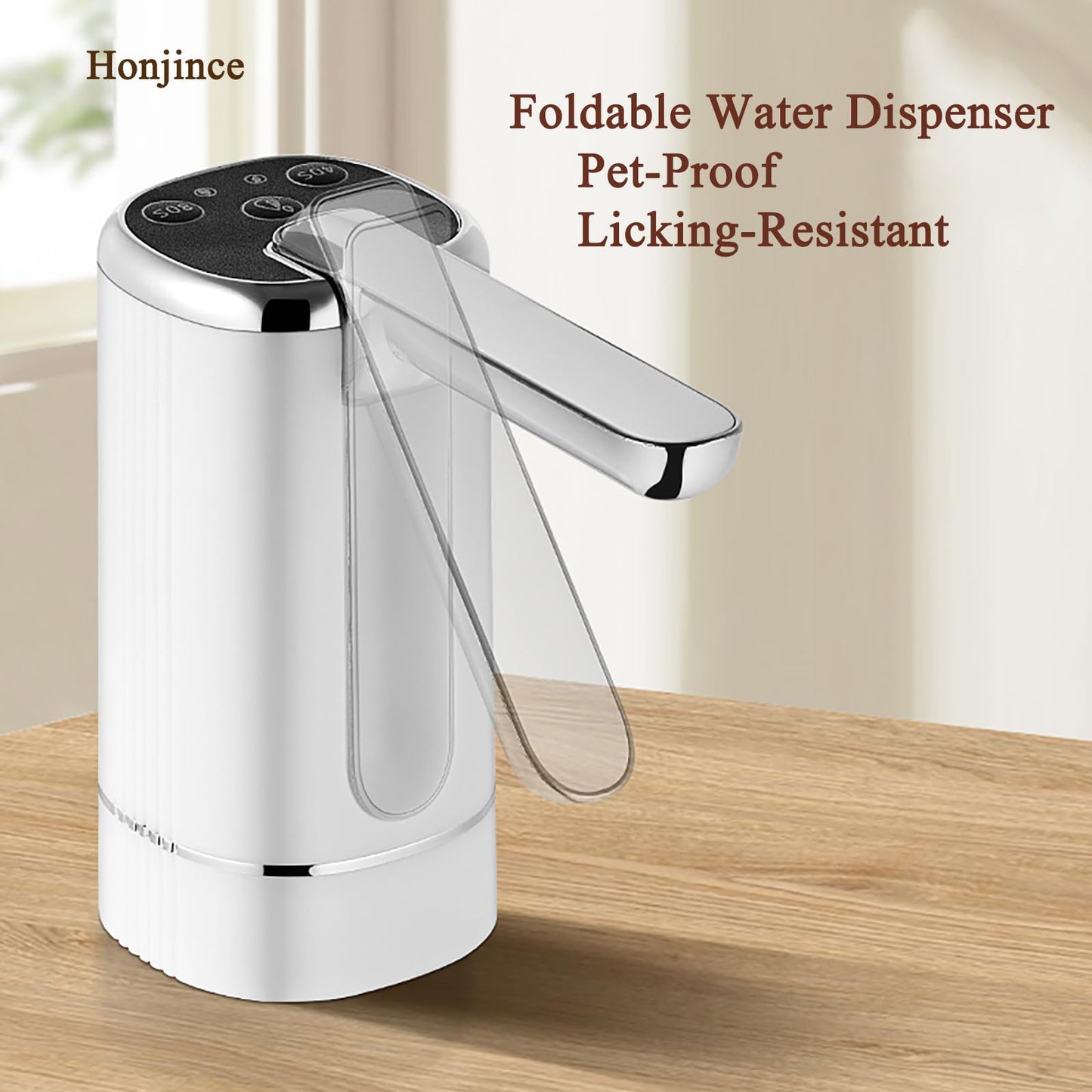 Foldable Electric Water Dispenser Pump for 5 Gallon Jug - USB Charging 3 Modes with Auto-Off Switch, Portable for Home Outdoor Camping Office-Compact Quiet Drinking Water Suction Device (Silver)